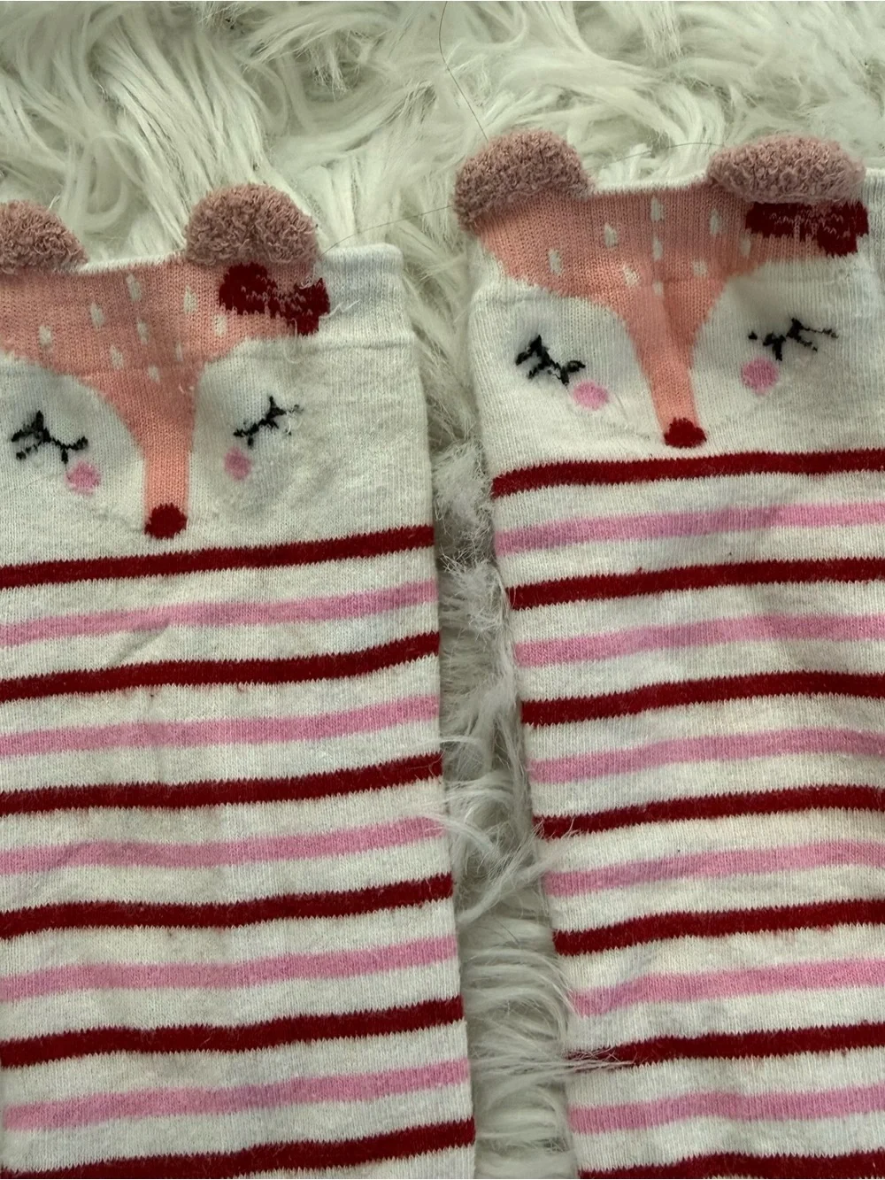 Toddler knee high striped socks, fox and cat animal print